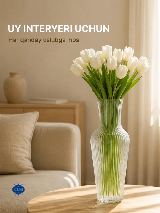 Shisha vaza gullar uchun, shaffof, dekorativ, turli dizaynli, uy va ofis uchun, PISHGAMAN