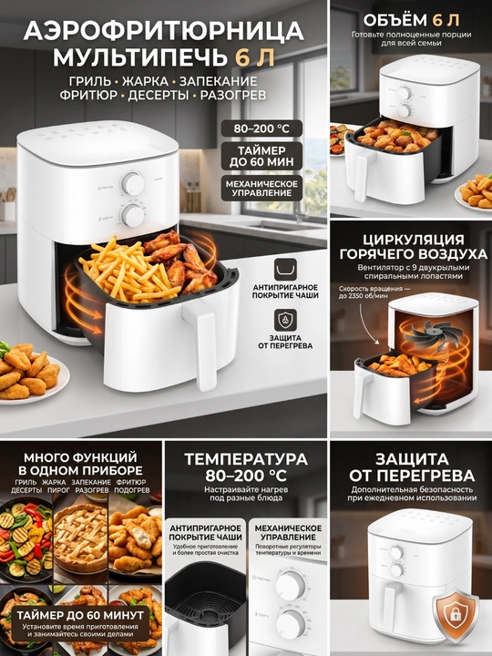 Аэрогриль Xiaomi Air Fryer 6L. 6.5Л. 6.5Л Smart. 7Л. 10Л. 12Л Smart