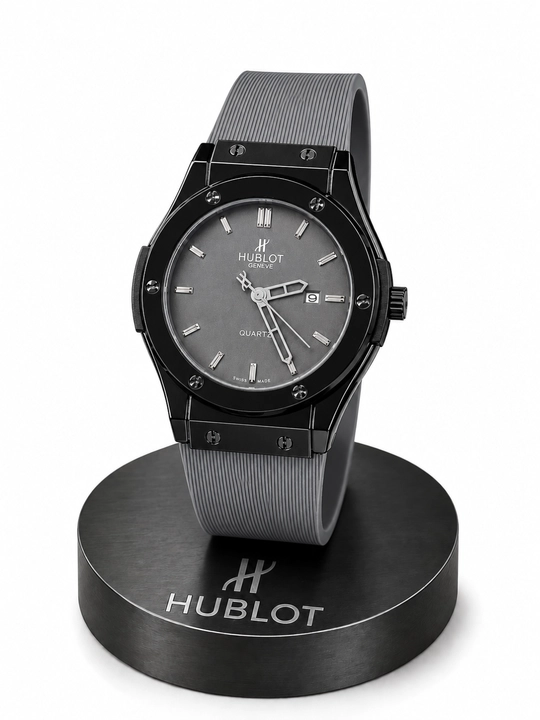 Мужские наручные часы Hublot — стильные кварцевые часы с каучуковым реком