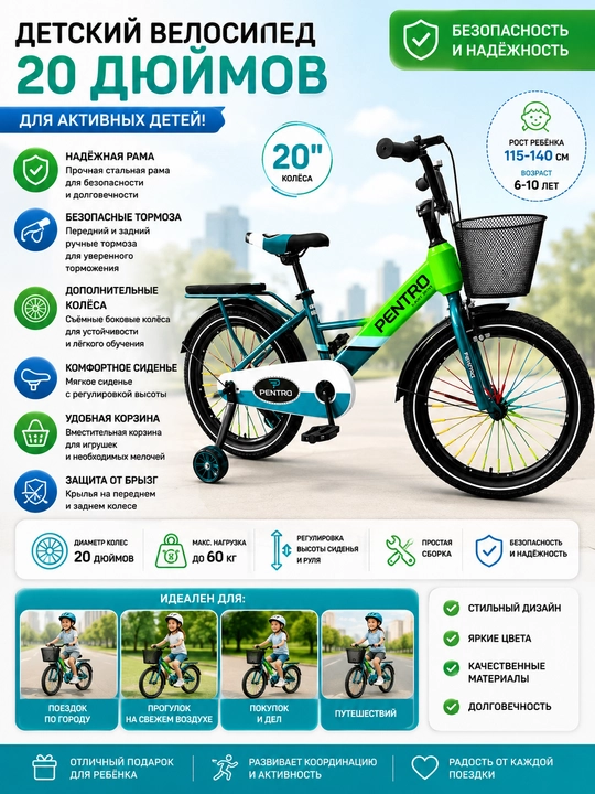 Детский велосипед Pentro 20 дюймов - 