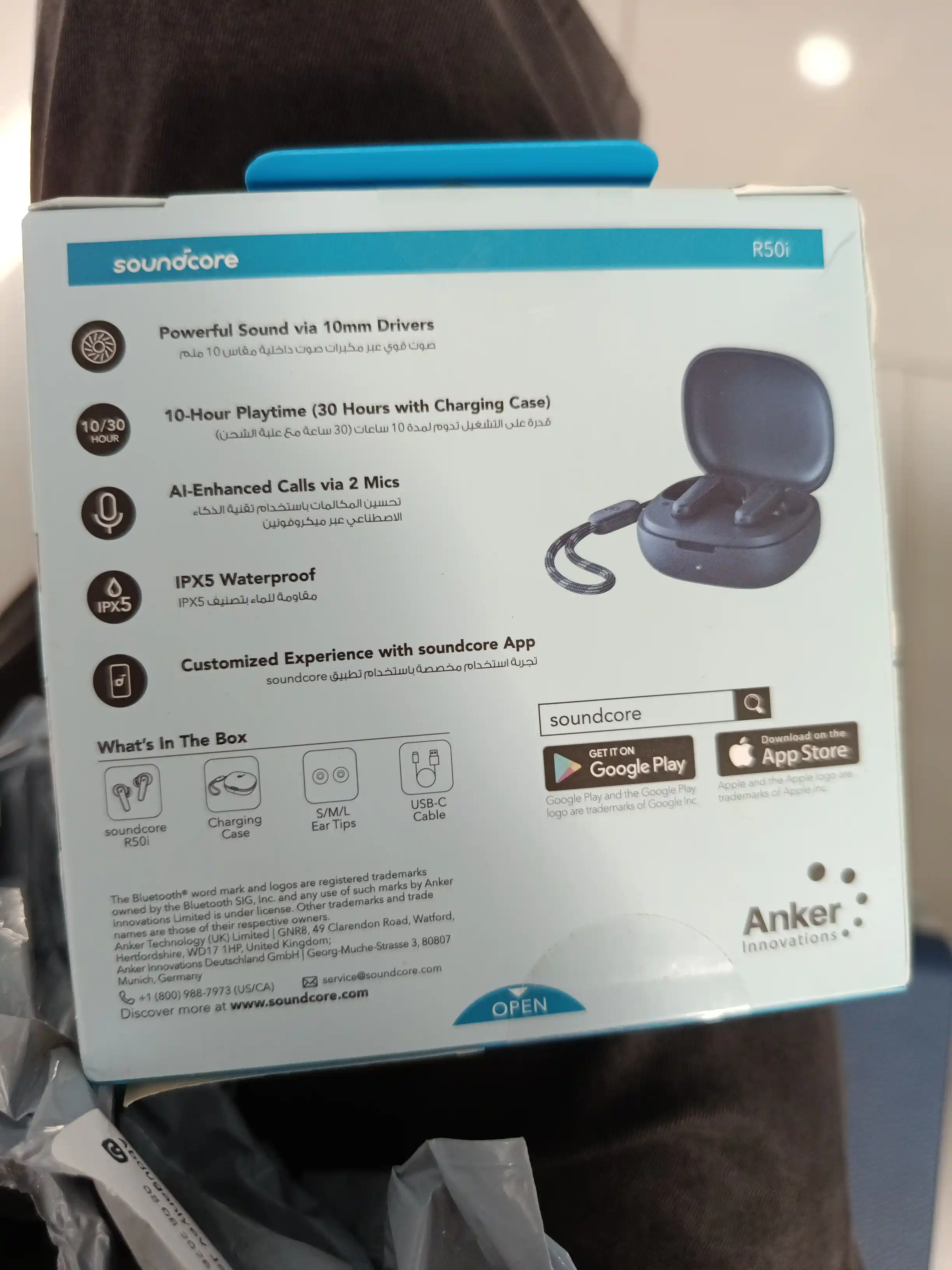 Simsiz quloqchinlar Anker Soundcore R50i AI ENC, Game Mode va shnuri bilan, global versiya