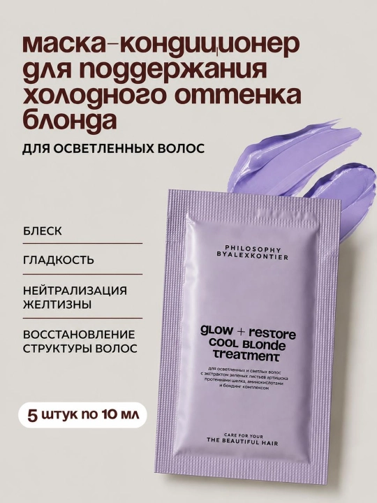 Alex Kontier Restore Blonde Treatment-sochning tuslarini saqlash uchun niqob-konditsioner - 
