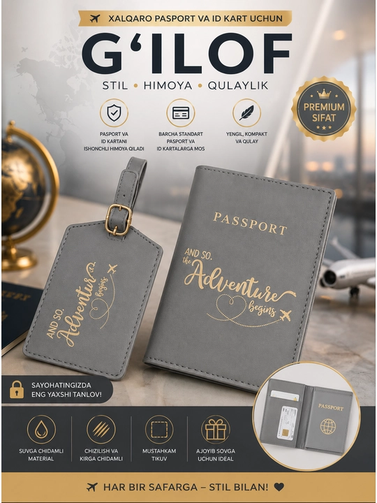 Xalqaro pasport va ID karta uchun elegant jild