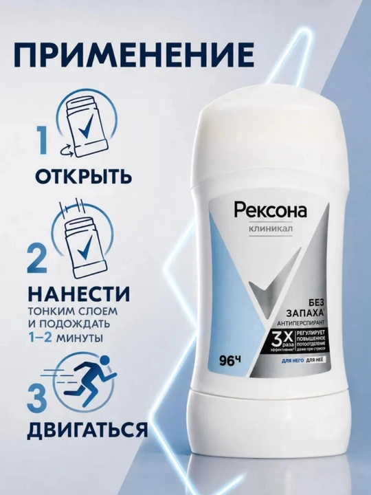 Антиперспирант-карандаш REXONA Clinical Protection Сухость и Уверенность, 40 мл