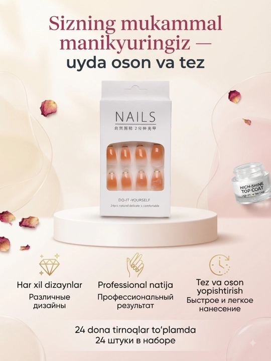 Dizaynli sun’iy tirnoqlar va tirnoq uchun kleylar - 