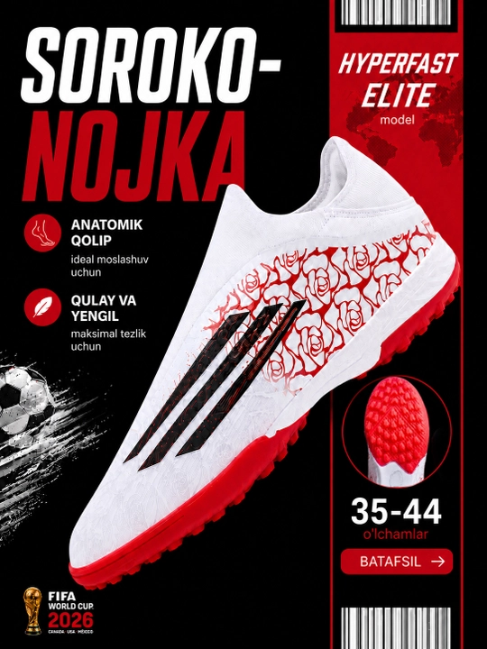 F50 HYPERFAST futbol butsalari va sorokonojkalari, erkaklar va o'smirlar, 35-44 o'lcham - 