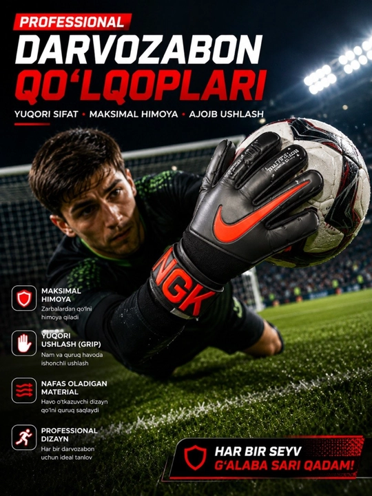Professional darvozabon qo‘lqopi – futbol uchun, mustahkam himoya va ishonchli ushlash - 