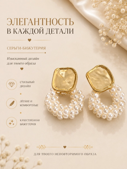 Серьги с жемчужным кольцом