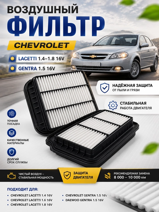 Havo filtr Lacetti 1.6 1.8,Vazdushni filtr Gentra 1.5, Dvigatel havo filtri Lasetti - 