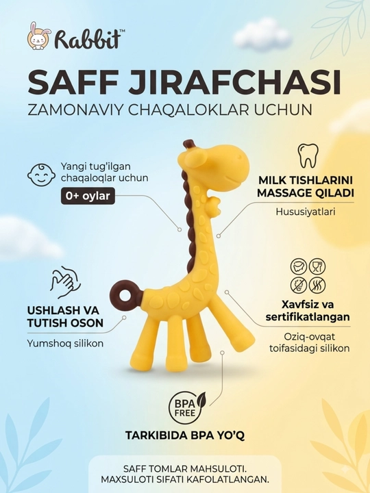 Jirafa keskich, silikon keskich, chaqaloq uchun keskich - 
