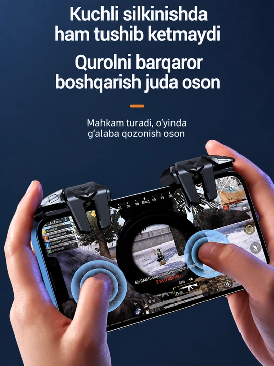 Trigger. 6 barmoqli mexanik gaming trigger — telefon o‘yini boshqaruvi tugmalari