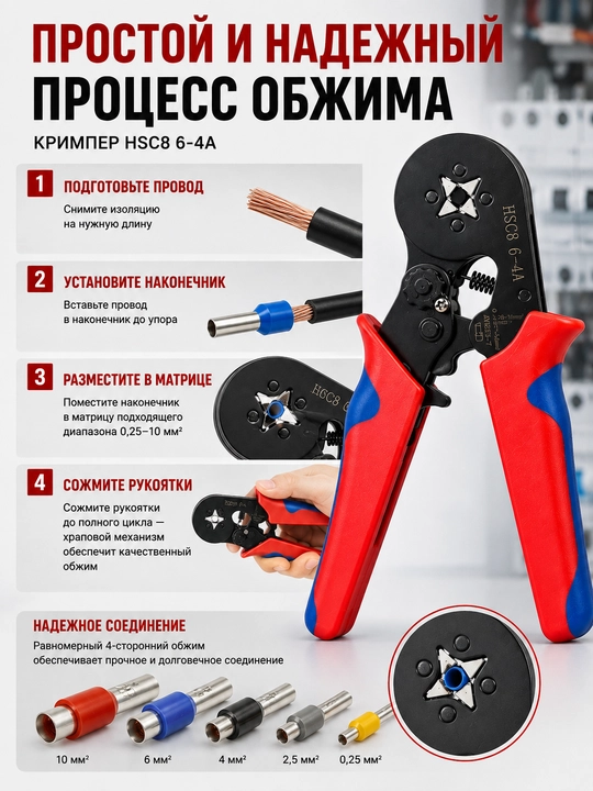 Пресс клещи, для обжима втулочных наконечников