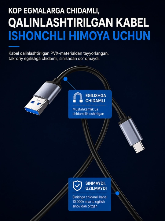 USB Hub 4 в 1, USB-A / Type-C, 1×USB 3.0 + 3×USB 2.0