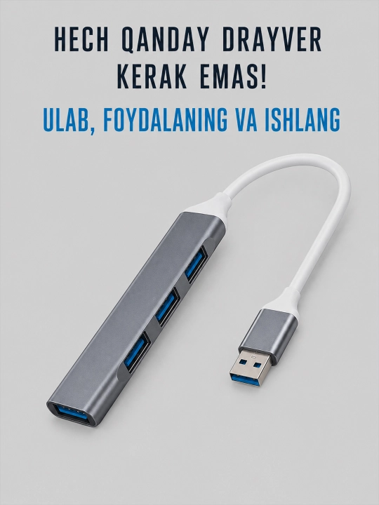 USB Hub 4 в 1, USB-A / Type-C, 1×USB 3.0 + 3×USB 2.0