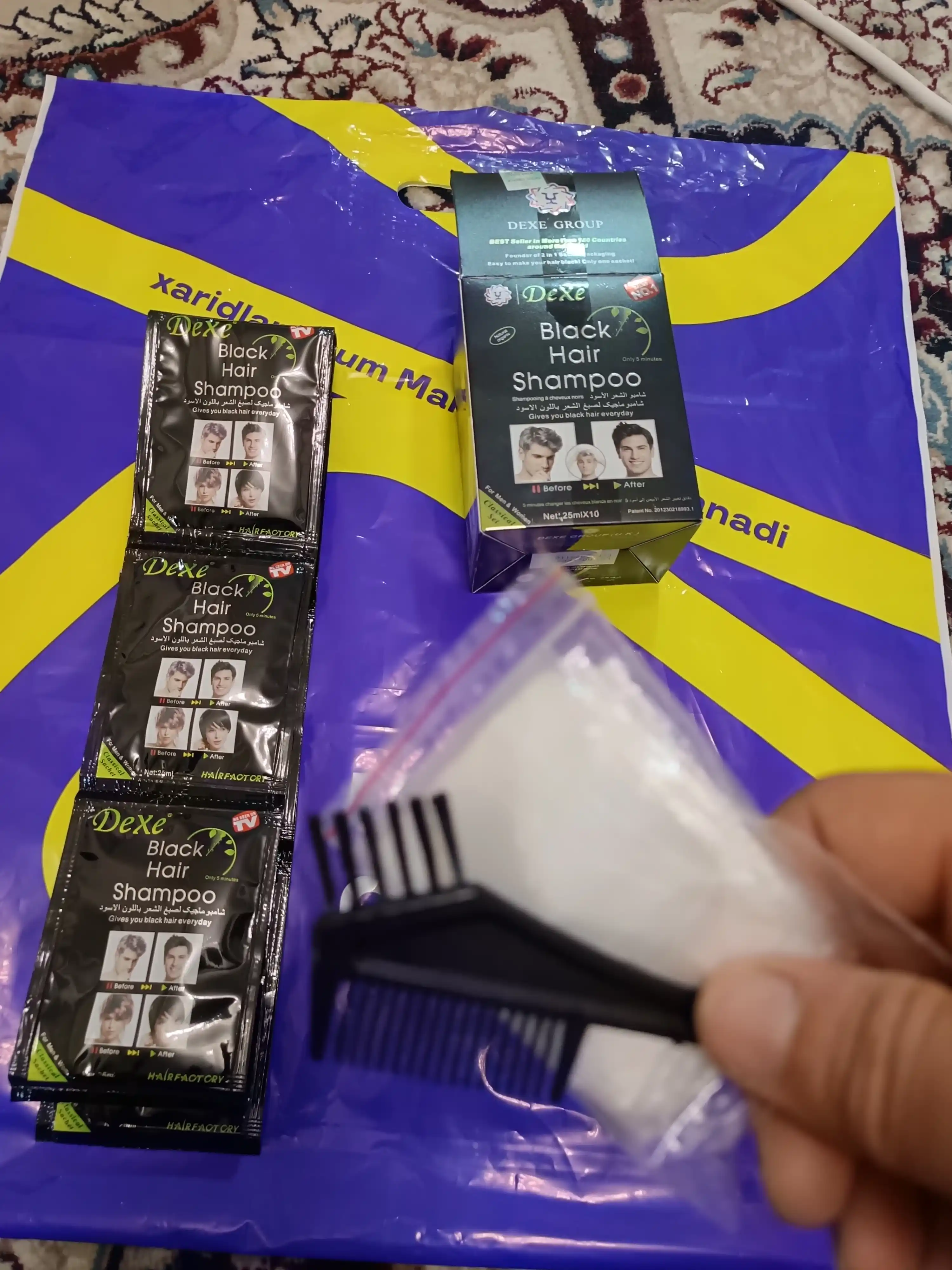 Шампунь краска для волос Dexe Black Hair чёрный против седины, 10 шт