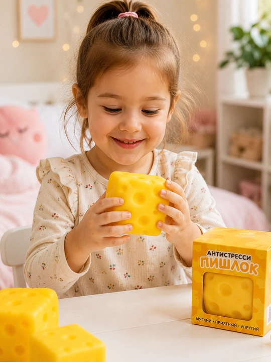 Pishloq shaklidagi antistress o‘yinchoq — yumshoq squishy