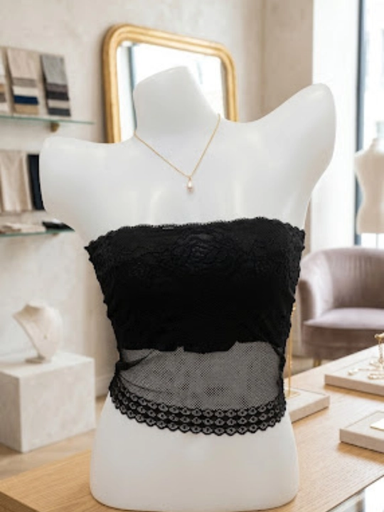 Romantic Spring tasmasiz va kosasiz to‘rli top-bando, elastik to‘rli top
