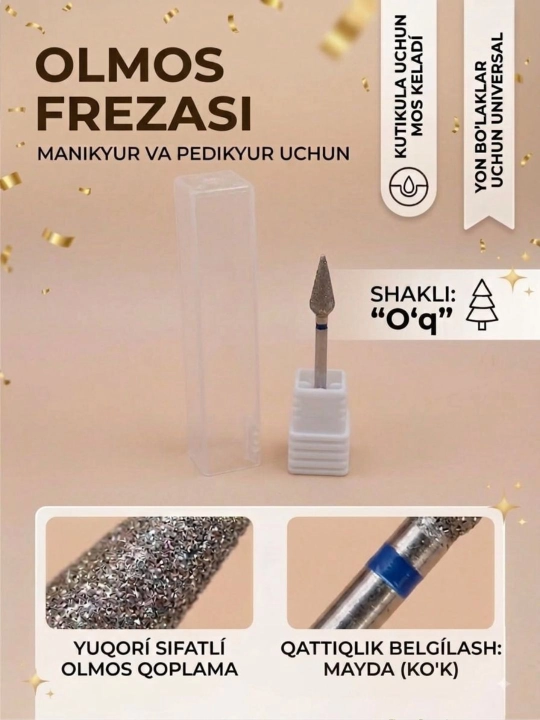 Manikyur uchun olmos freza shakli O‘q - 