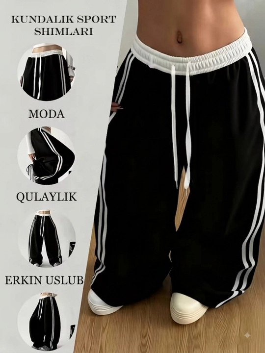 Ayollar va qizlar uchun keng sport shimi, Y2K casual uslubi, kundalik, 46/52