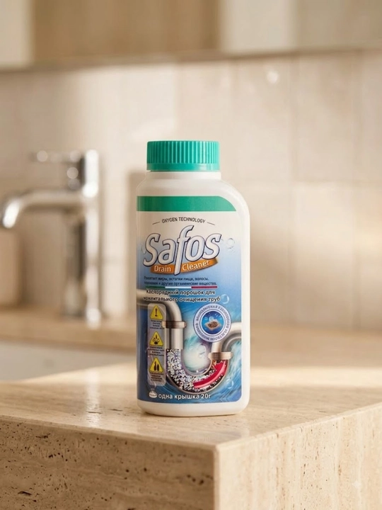 Safos Drain Cleaner, средство для прочистки труб, гранулы против засоров канализации - 