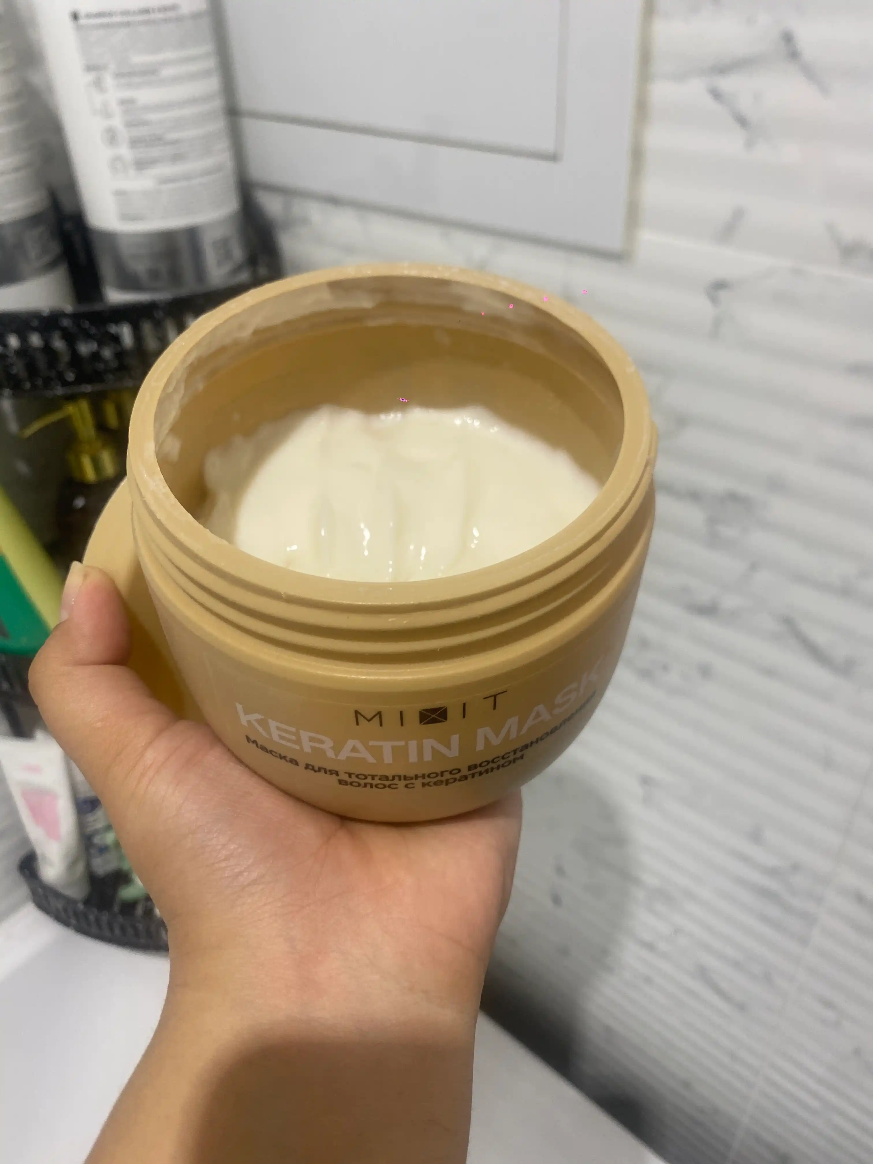 MIXIT маска для волос, подходит в подарок, с кератином, против желтизны, для ухода, 400 мл