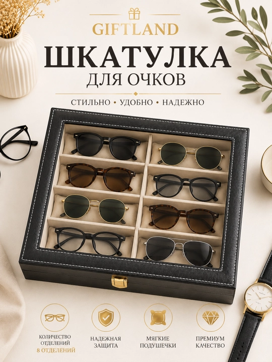 Шкатулка для очков, органайзер для хранения очков