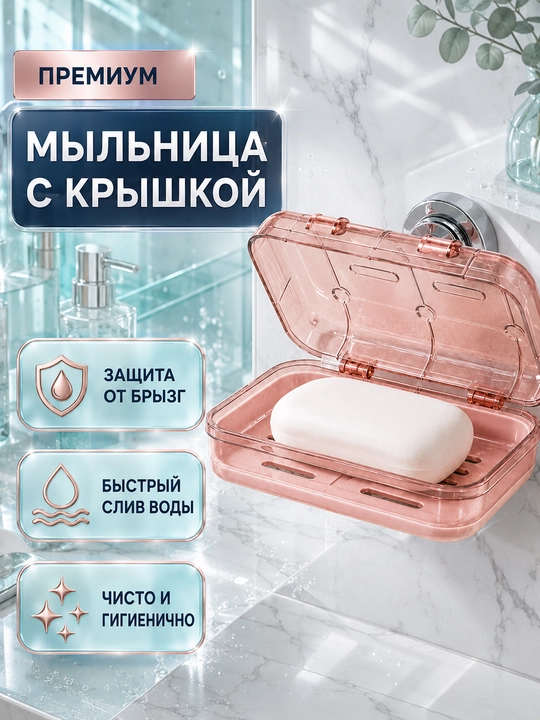 Мыльница, со сливом воды, для ванной комнаты - 