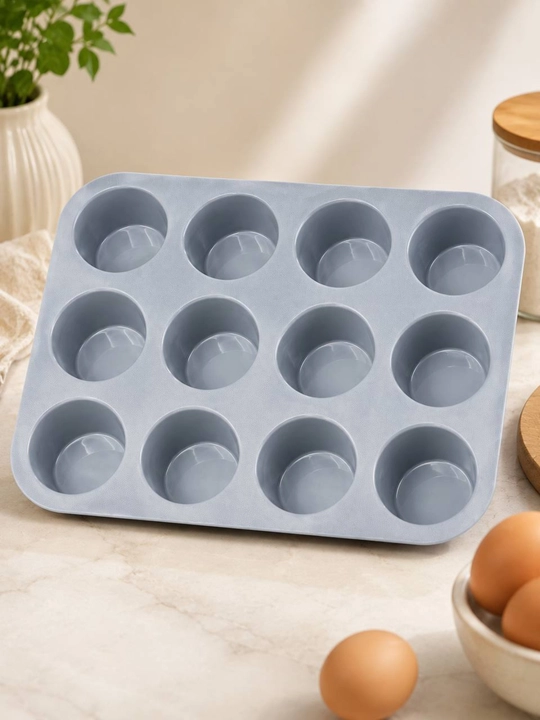 Silikon keks qolipi 12 talik, muffin va pishiriqlar uchun
