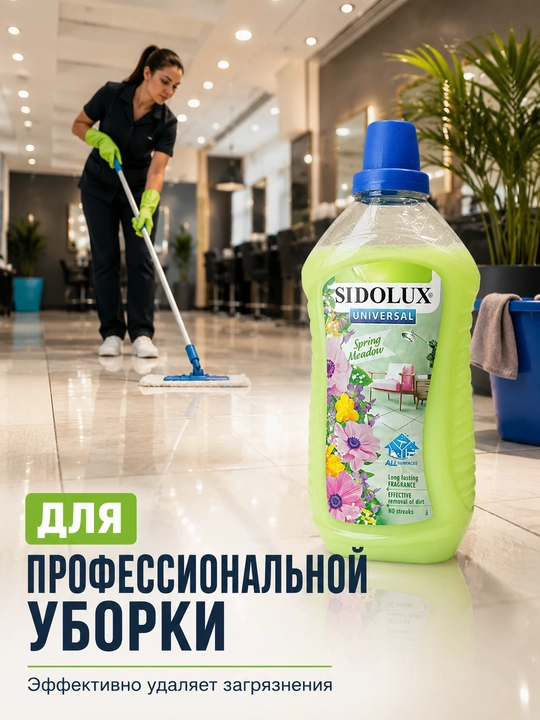 Средство для мытья полов SIDOLUX Universal Spring Meadow, универсальное, 1 л