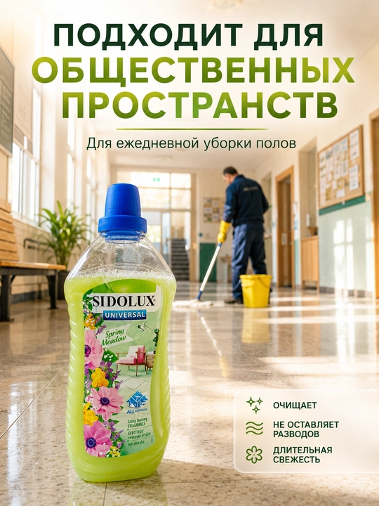 Средство для мытья полов SIDOLUX Universal Spring Meadow, универсальное, 1 л