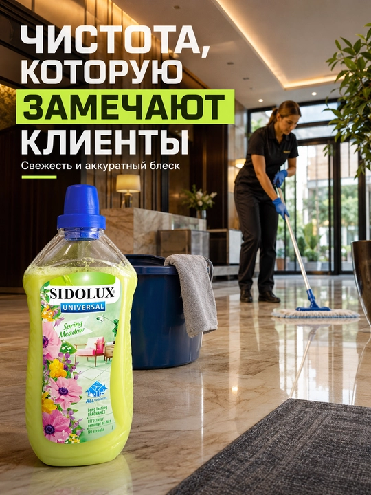Средство для мытья полов SIDOLUX Universal Spring Meadow, универсальное, 1 л
