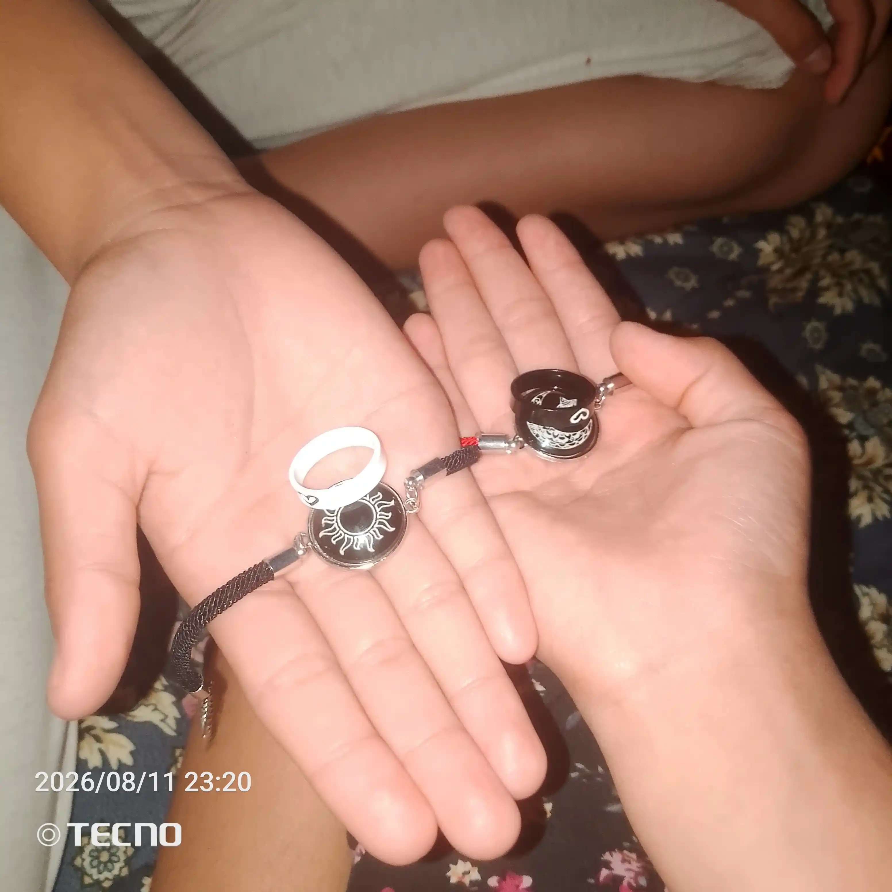 2 dona, romantik juftliklar uchun, qo'lda yasalgan, quyosh va oy shaklidagi, yorqin bilaguzuklar