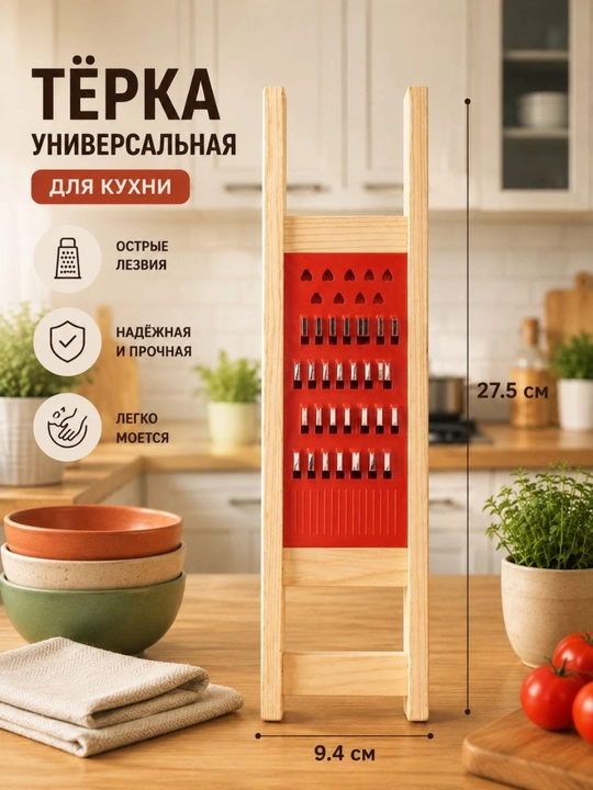 Koreys sabzi va sabzavotlari uchun ko'p funktsiyali va yog'och qirg'ich - 