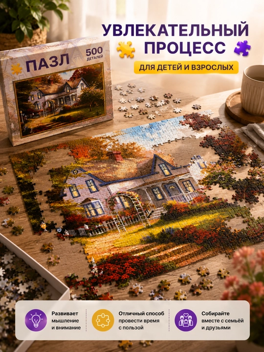 JIGSAW 500 qismli pazl,bolalar va kattalar uchun qiziqarli va rivojlantiruvchi boshqotirmа