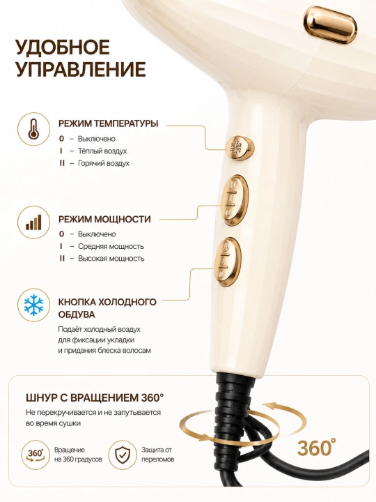 Профессиональный фен для волос JRM, для сушки и укладки с ионизацией, 9000W