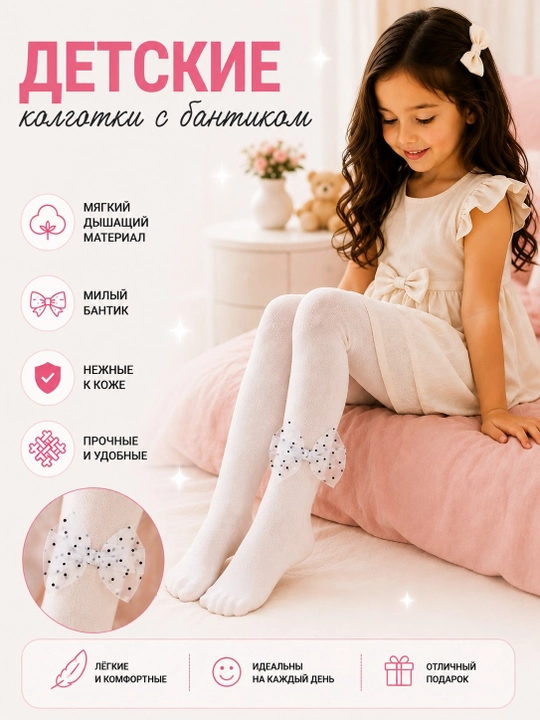 Колготки белого цвета для девочек