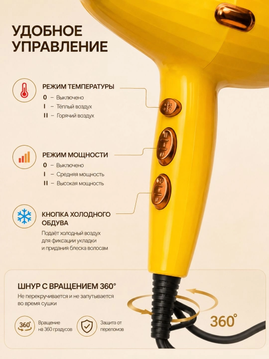 Профессиональный фен для волос JRM, для сушки и укладки с ионизацией, 9000W
