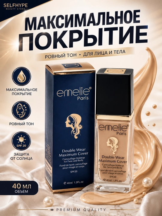Emelie SPF 25 40 ml tonal krem namlovchi mat effekt uzoq turuvchi E-103 - 