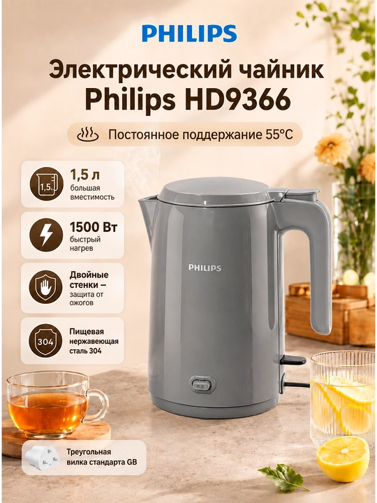Электрический чайник Philips HD9316 / HD9350 / HD9366, 1,7 л - 