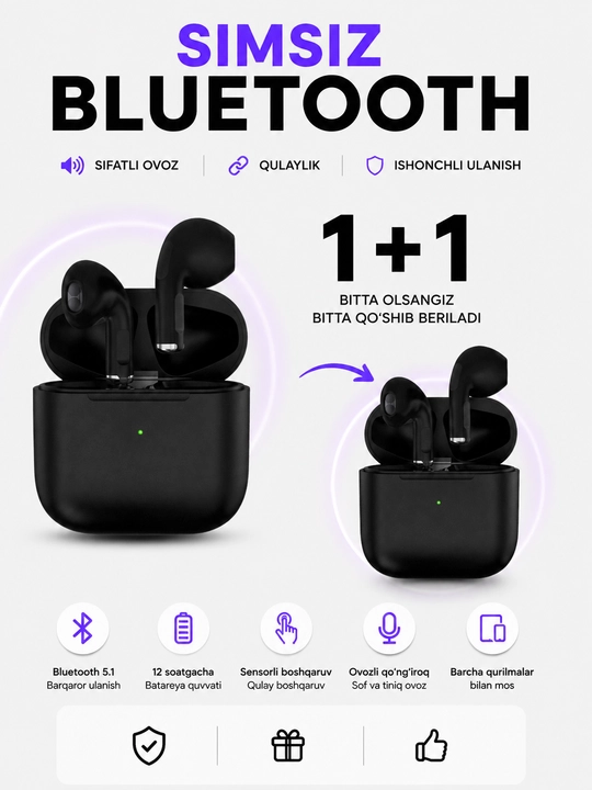 Simsiz quloqchinlar Pro 5 air,  Pods Pro 6 1+1 - 