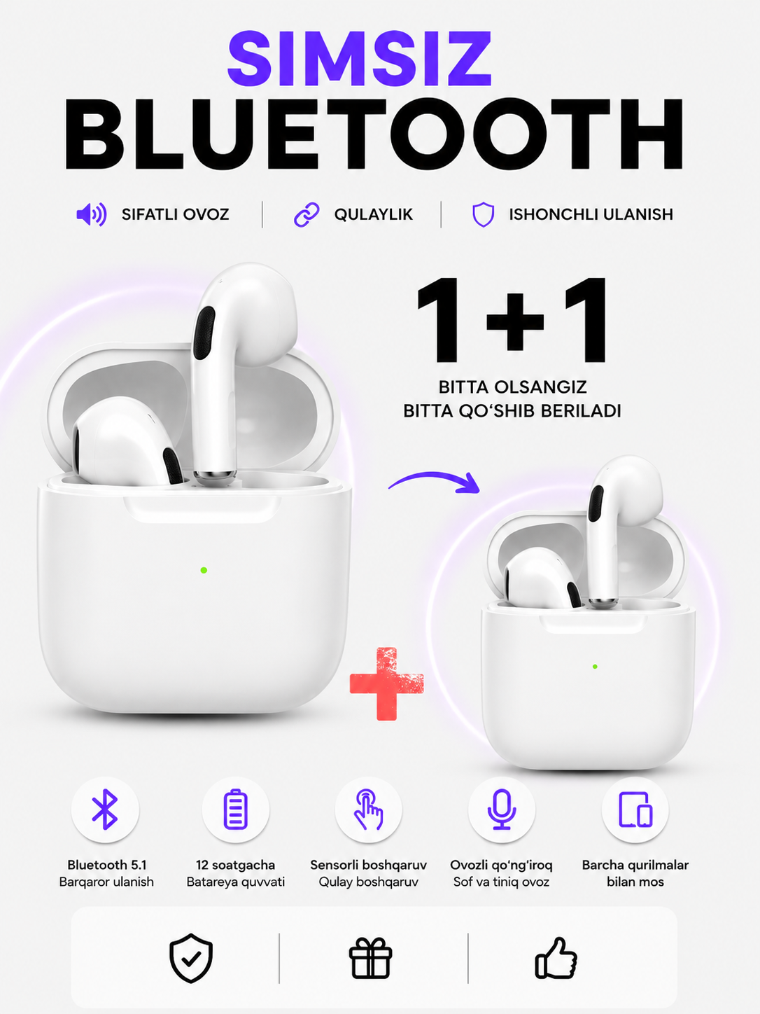 Беспроводные наушники Pro 5 air, Pods Pro 6 1+1 - 