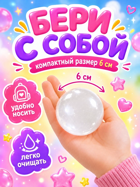 Сквиш шар кокос антистресс, 6 см, с кокосовым маслом, мягкая мялка для рук, 1 шт