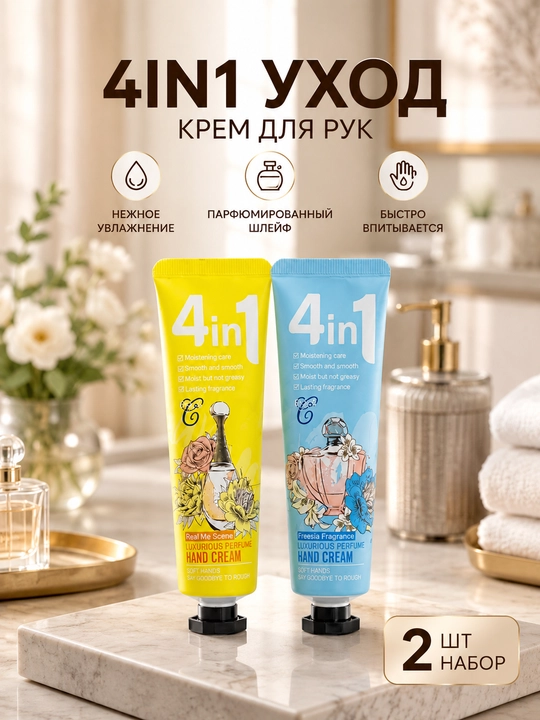Lui 4 in 1 mini qo'l kremi, namlantiruvchi, parfyumeriyali, kundalik parvarish 1, 2, 5 dona - 