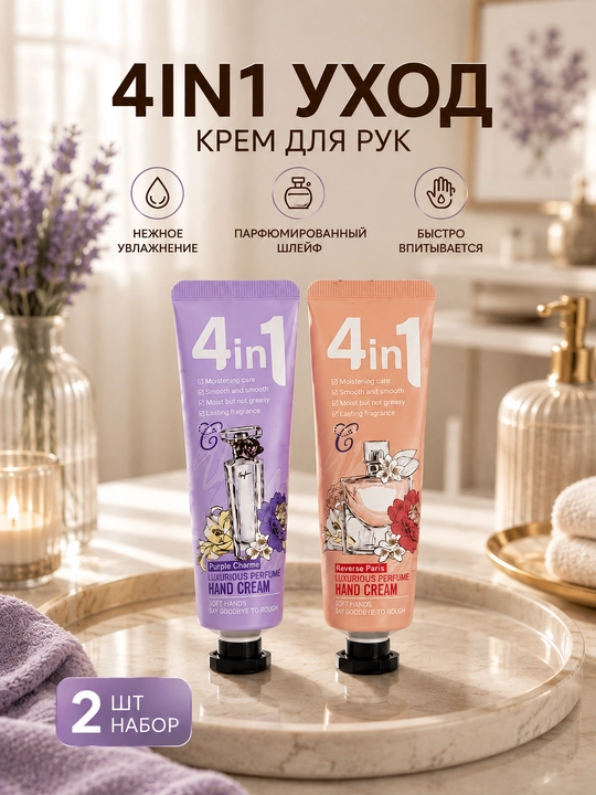 Lui 4 in 1 mini qo'l kremi, namlantiruvchi, parfyumeriyali, kundalik parvarish 1, 2, 5 dona - 