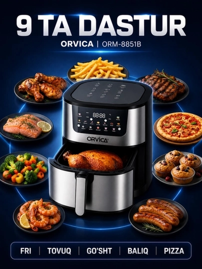 Аэрогриль ORVICA ORM-8850, сенсорное управление, 12 л, 2800 Вт, черный