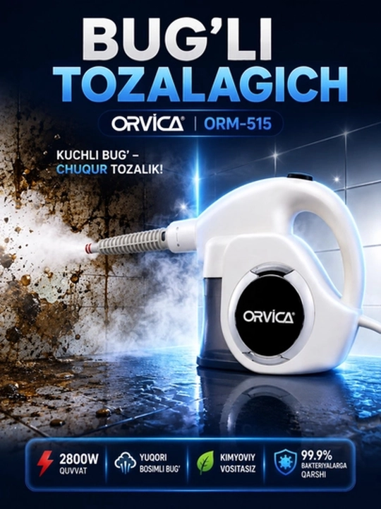 Пароочиститель ORVICA ORM-515, 2800 Вт, паровой очиститель для уборки дома - 