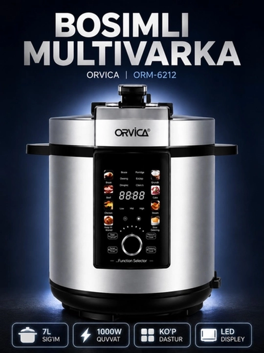 Мультиварка ORVICA ORM-6209, 1000 Вт, рисоварка, пароварка, rice cooker - 