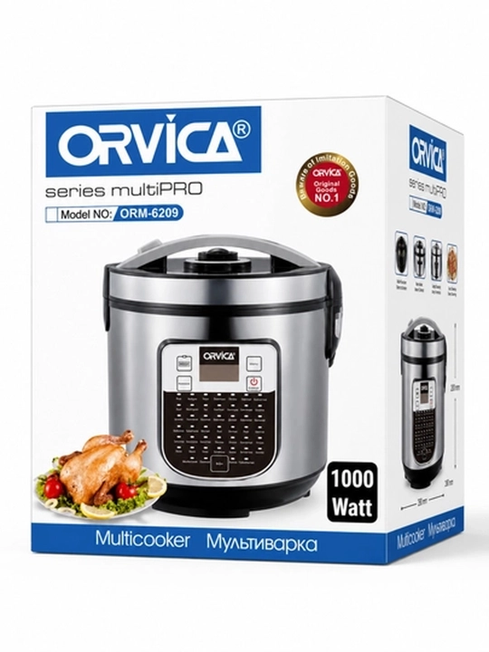Мультиварка ORVICA ORM-6209, 1000 Вт, рисоварка, пароварка, rice cooker