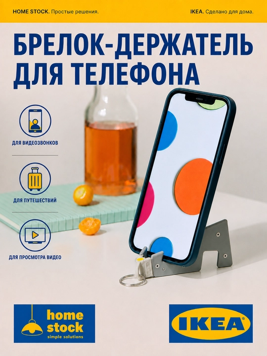 IKEA mobil telefon uchun tutqich, kulrang, 8x4 sm - 