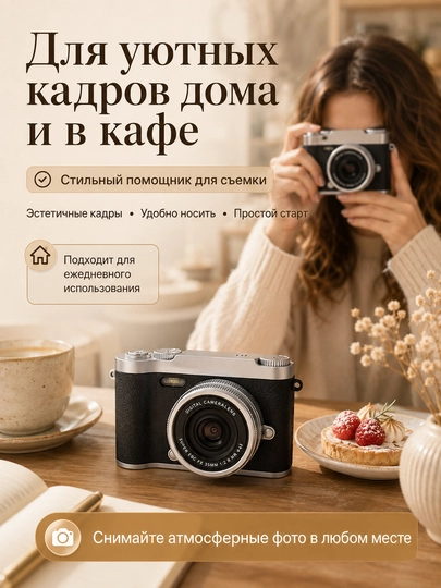 Raqamli retro fotoapparat, ixcham kamera, 512 GB xotira kartasi bilan